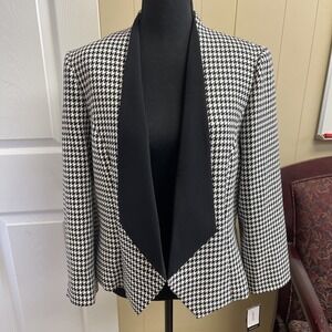Nine West Blazer Black And White NWT Size 12 Houndstooth Pattern
